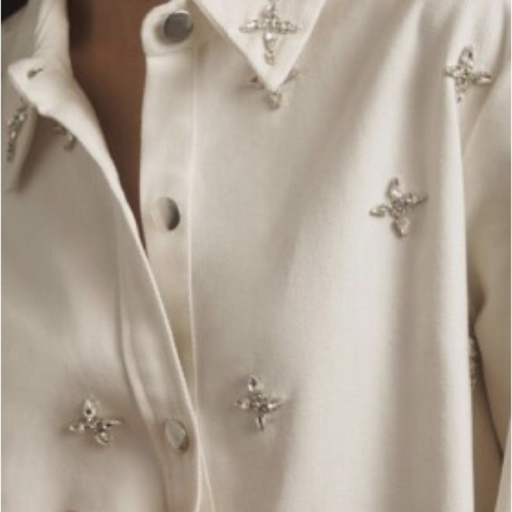 Anthropologie Rdalamal Jewel Embellished shirt dress